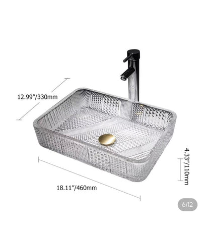 Modern Clear Crystal Glass Vessel Sink