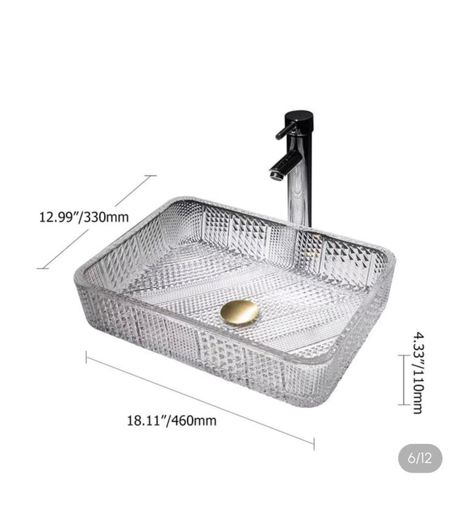 Modern Clear Crystal Glass Vessel Sink