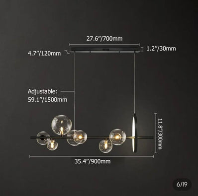 Modern Glass Bubble Pendant Light with LED Ring
