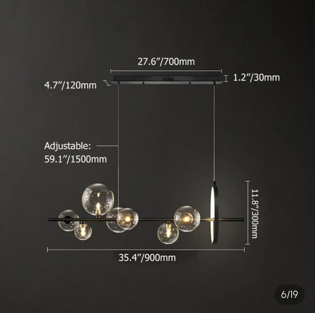 Modern Glass Bubble Pendant Light with LED Ring