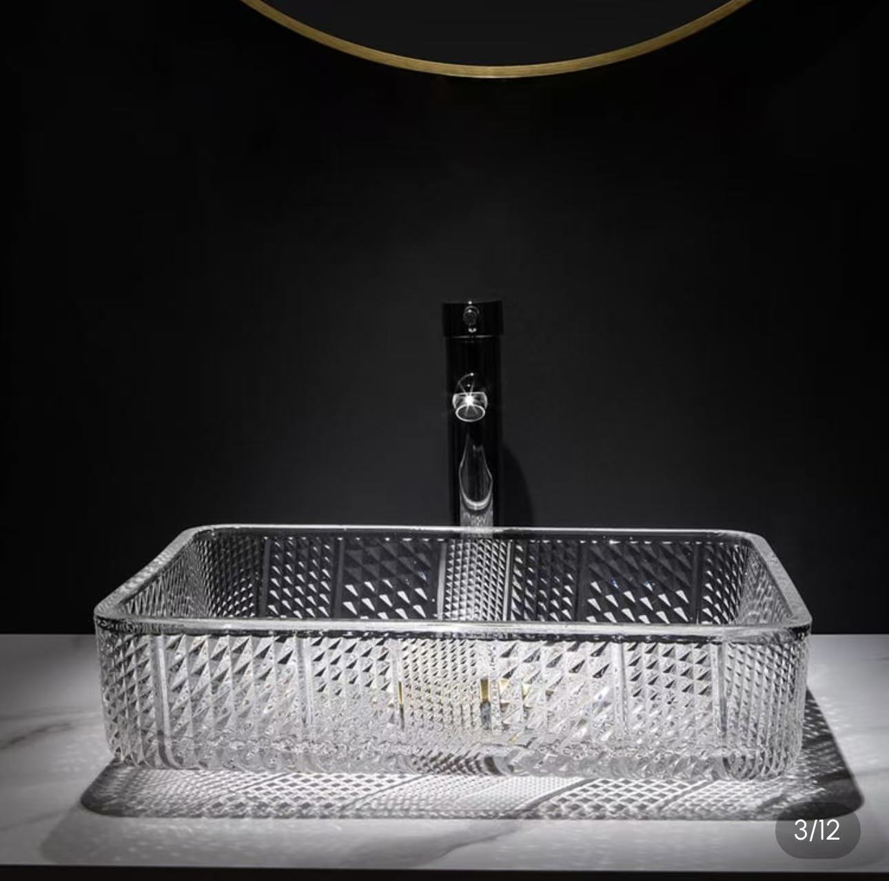 Modern Clear Crystal Glass Vessel Sink