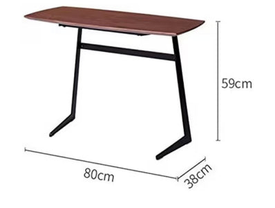 Modern C-Shape Side Table with Walnut Top & Black Metal Frame