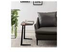 Modern C-Shape Side Table with Walnut Top & Black Metal Frame