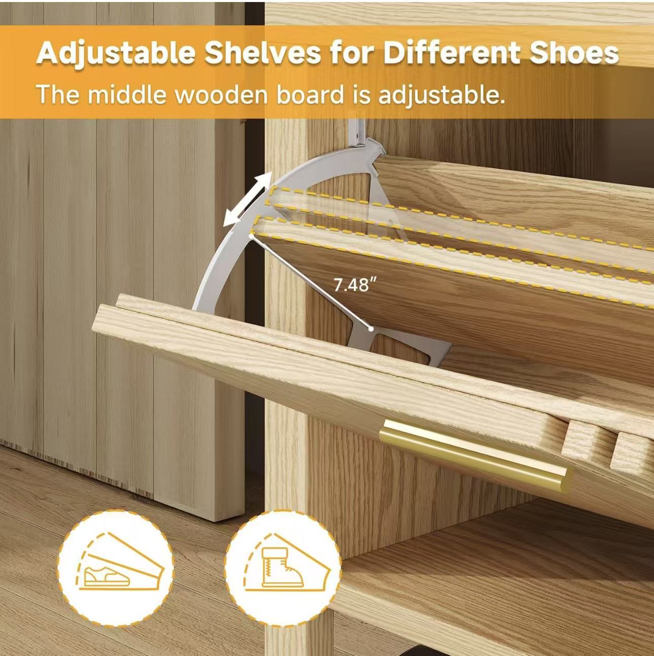 Stylish Wooden Storage Bench with Cushioned Seat