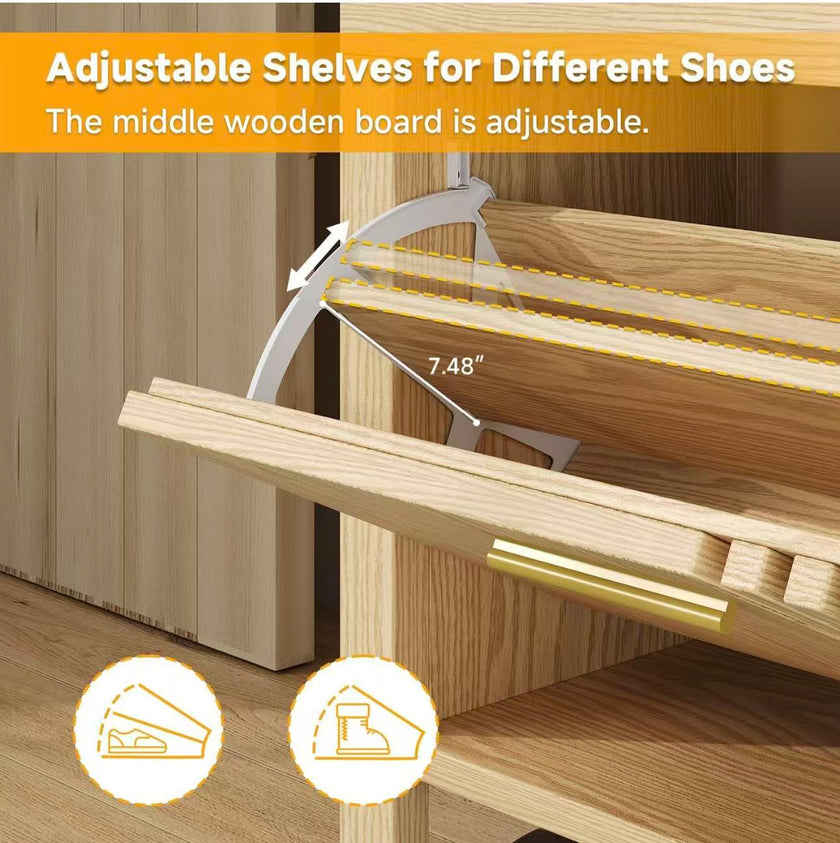 Stylish Wooden Storage Bench with Cushioned Seat