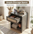 Boho Nightstand with Rattan Drawer & Open Storage Shelf
