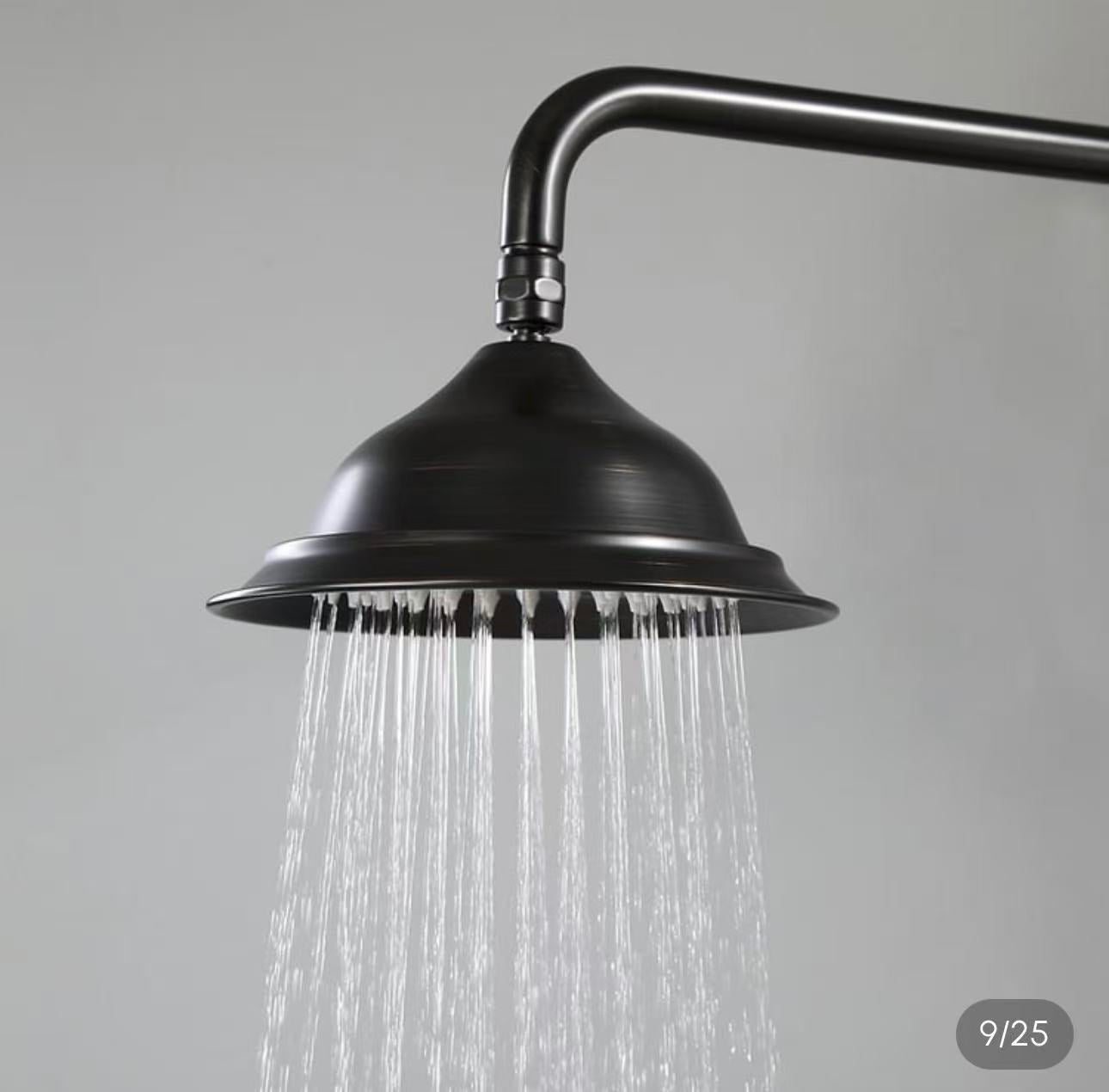 Matte Black Vintage Rain Shower System with Handheld Spray
