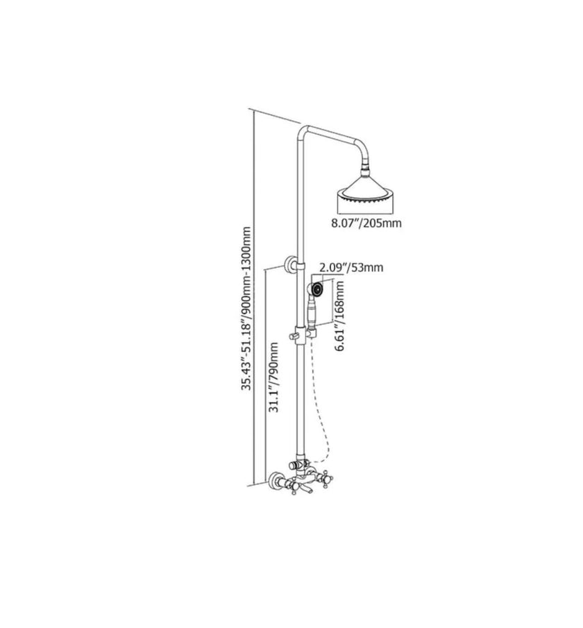Matte Black Vintage Rain Shower System with Handheld Spray