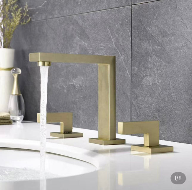 Brushed Gold Widespread Bathroom Faucet