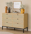 Modern 6-Drawer Rattan Dresser Storage Cabinet