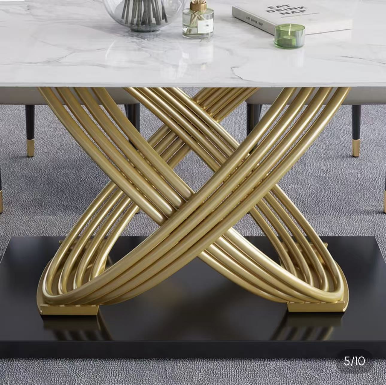 Modern Faux Marble Dining Table for 6