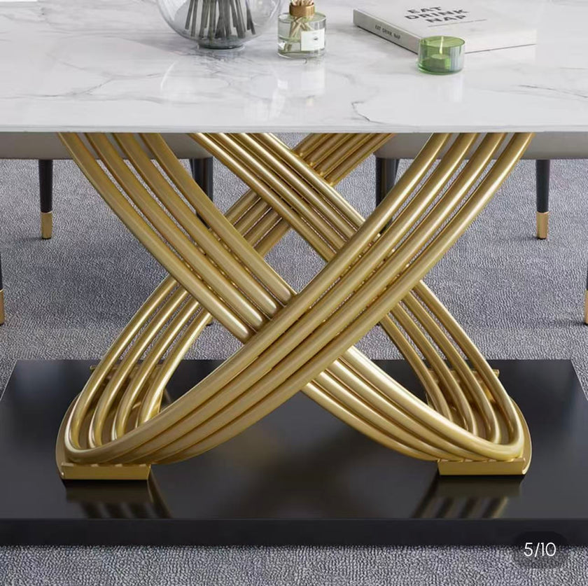 Modern Faux Marble Dining Table for 6