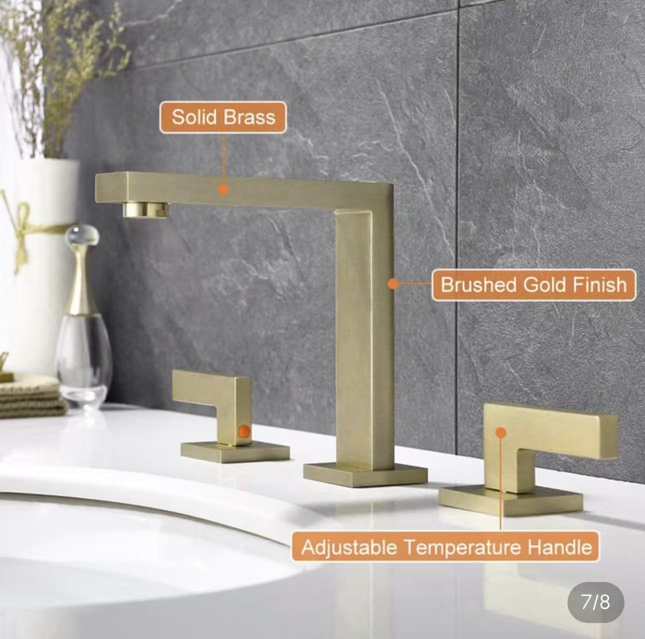 Brushed Gold Widespread Bathroom Faucet