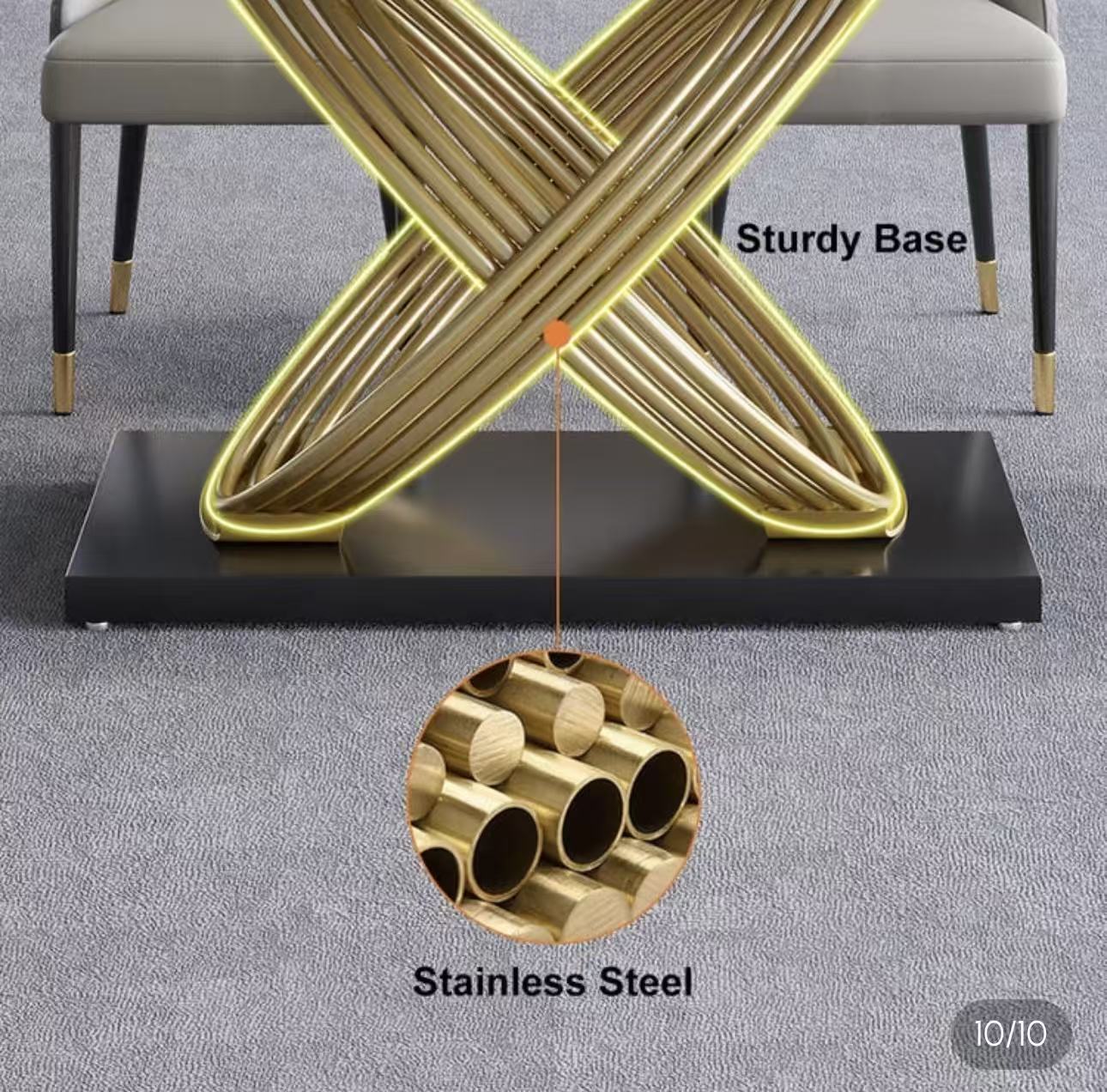 Modern Faux Marble Dining Table for 6