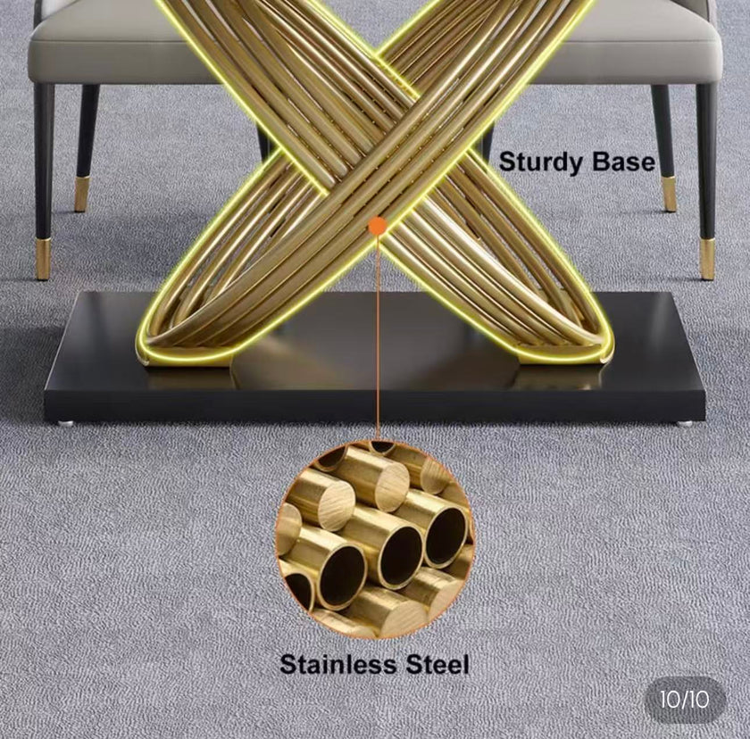 Modern Faux Marble Dining Table for 6