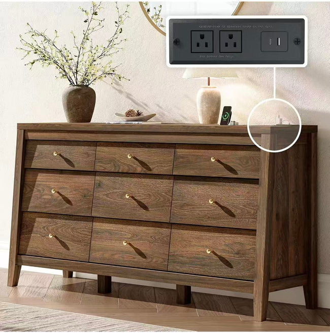9-Drawer Dresser with Charging Station