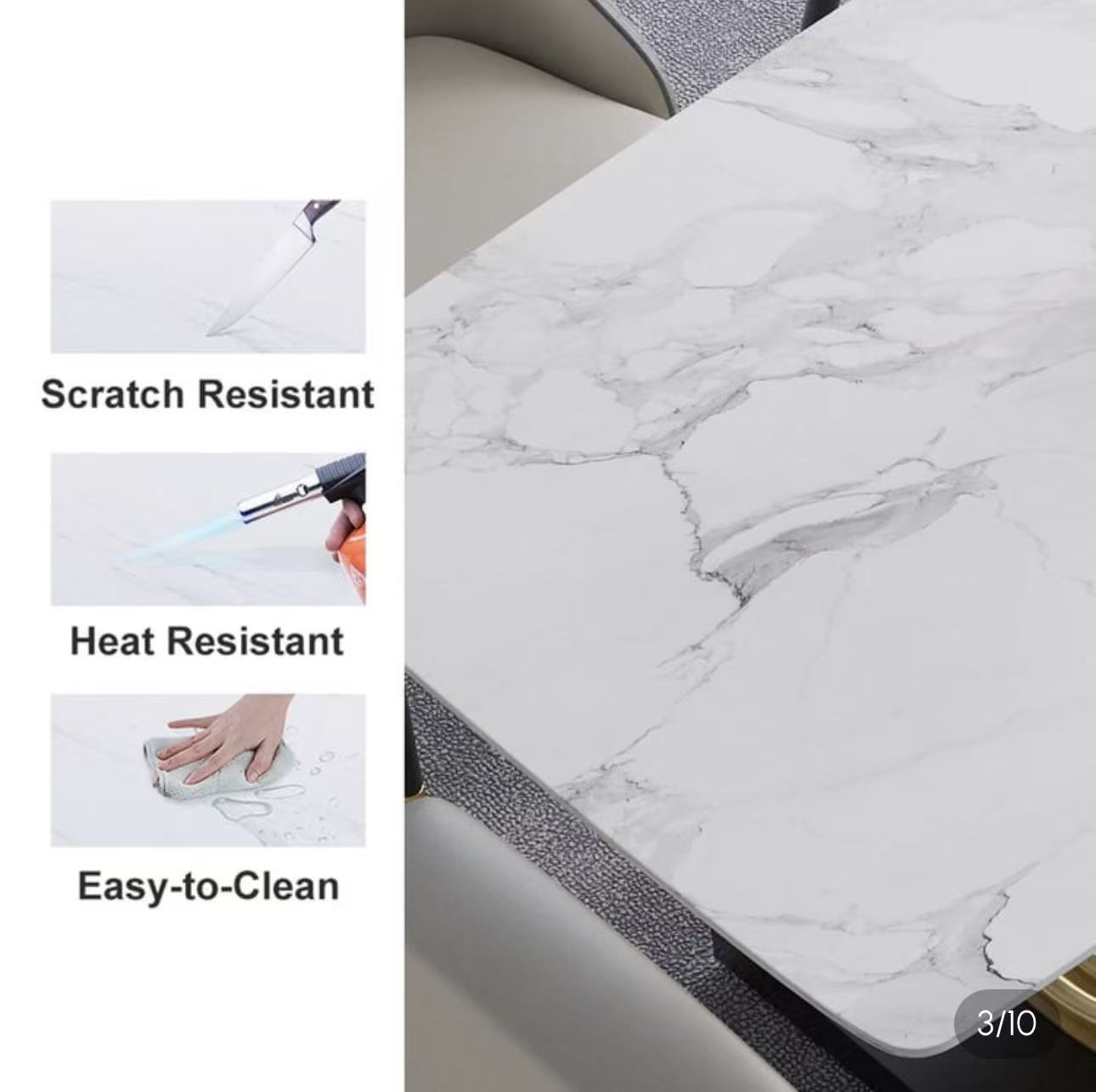 Modern Faux Marble Dining Table for 6