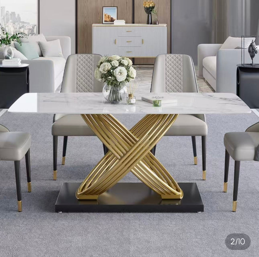 Modern Faux Marble Dining Table for 6