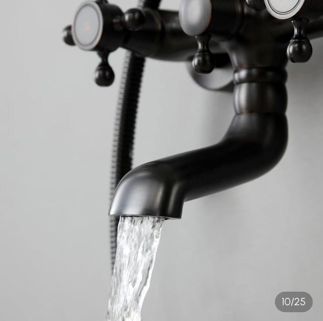 Matte Black Vintage Rain Shower System with Handheld Spray