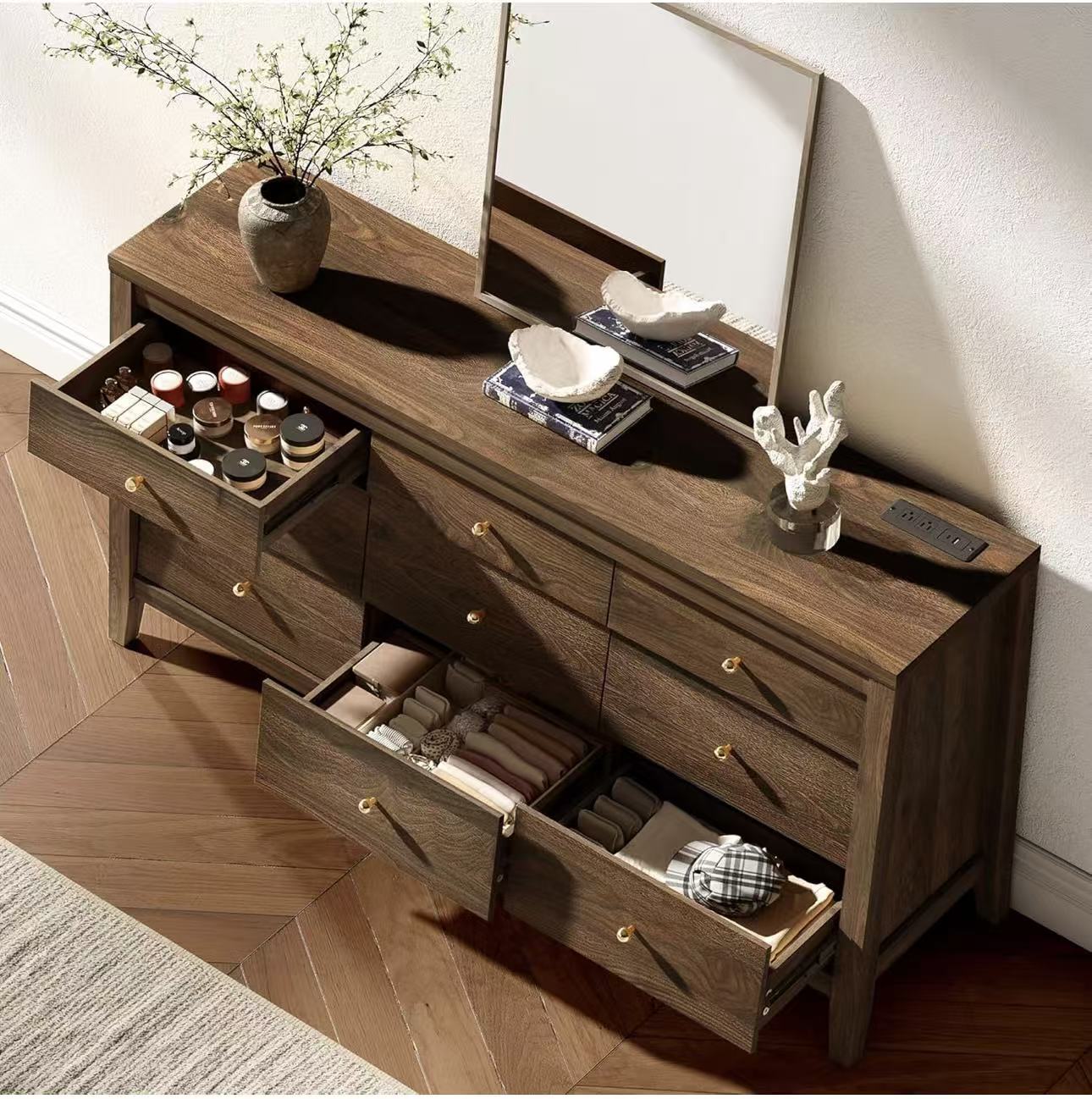 9-Drawer Dresser with Charging Station
