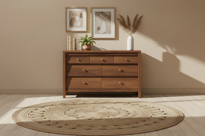 7-Drawer Beveled Panel Dresser | Oak, Black, White & Walnut