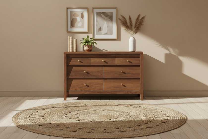 7-Drawer Beveled Panel Dresser | Oak, Black, White & Walnut