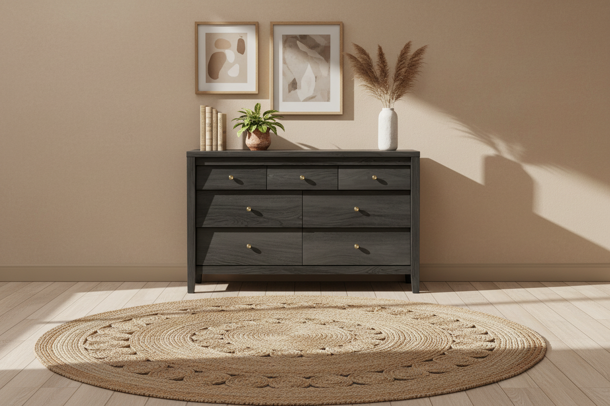 7-Drawer Beveled Panel Dresser | Oak, Black, White & Walnut
