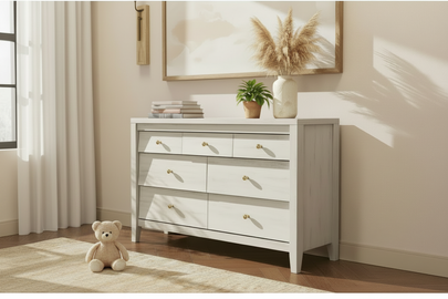 7-Drawer Beveled Panel Dresser | Oak, Black, White & Walnut